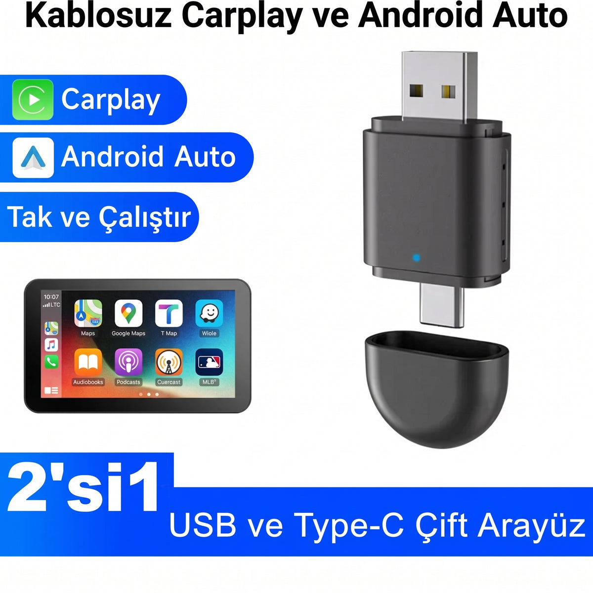 Veloran kablosuz CarPlay adaptörü kompakt ürün tasarımı